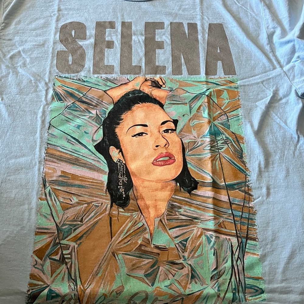 Selena Graphic Print Light Blue Women's Top